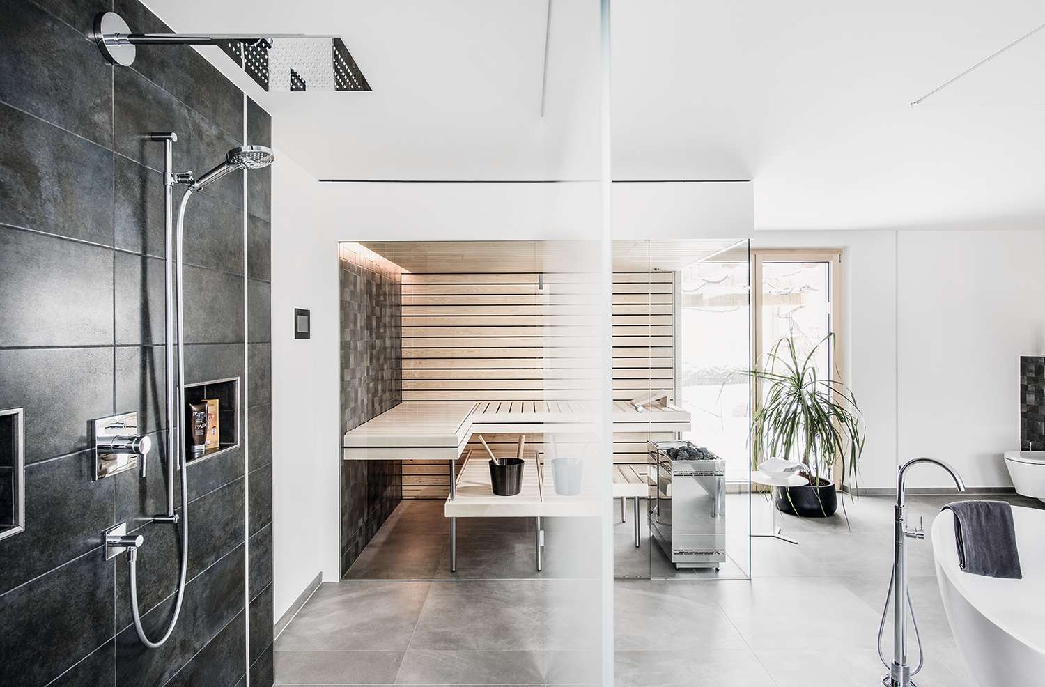 Wohnbad mit Sauna