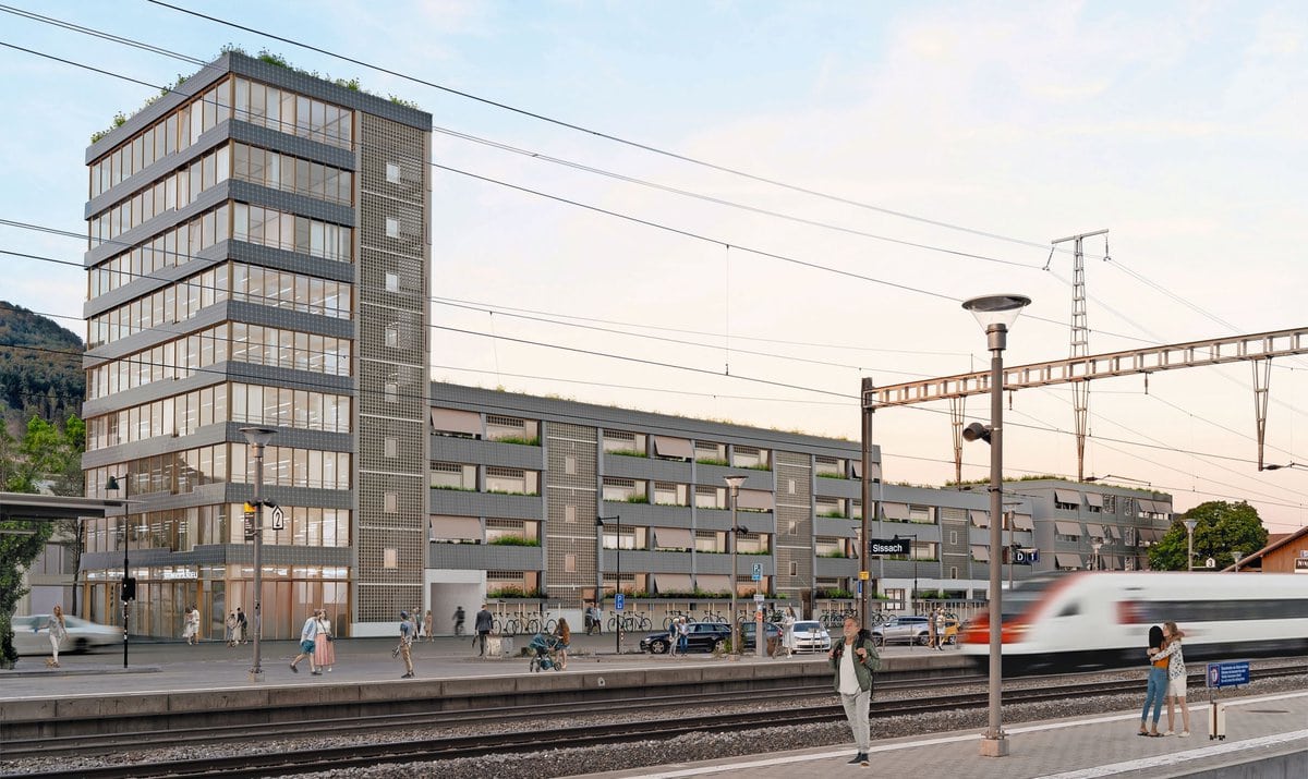 Mit dem «Rösslihof Sissach» entsteht ein vielfältiges Quartier zwischen dem historischen Ortskern und dem Bahnhof. Visualisierungen: Harry Gugger Studio