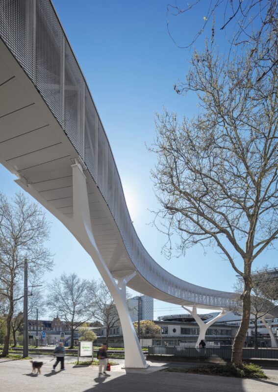 Die Tragwirkung wird über gabelartige Stützen organisiert.